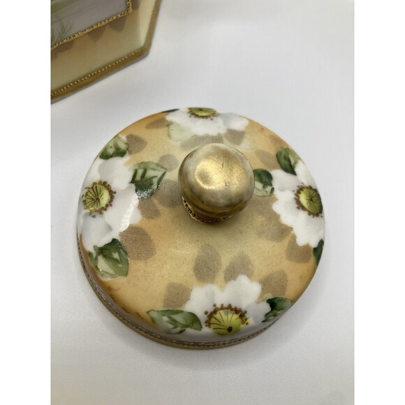 Vintage Noritake Nippon Hand Painted Creamer & Sugar Set Lake Scene Gold Gilt - Picture 10 of 16